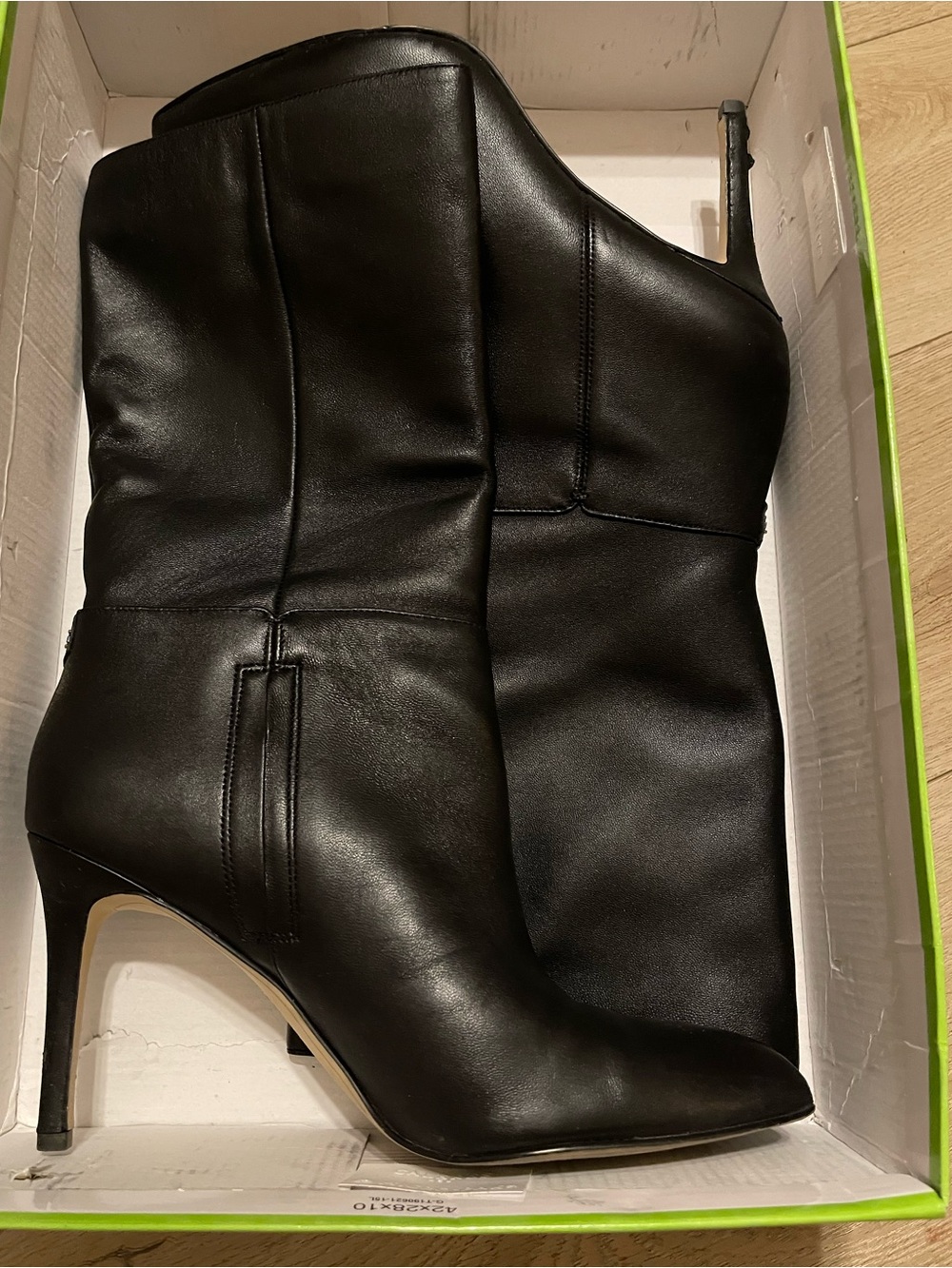 Sam Edelman Black Leather Mid-Calf Pointed-Toe Stiletto Boots